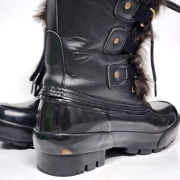 Hunter Cathie leather/rubber fur lined boots sz 6 - Picture 4 of 9